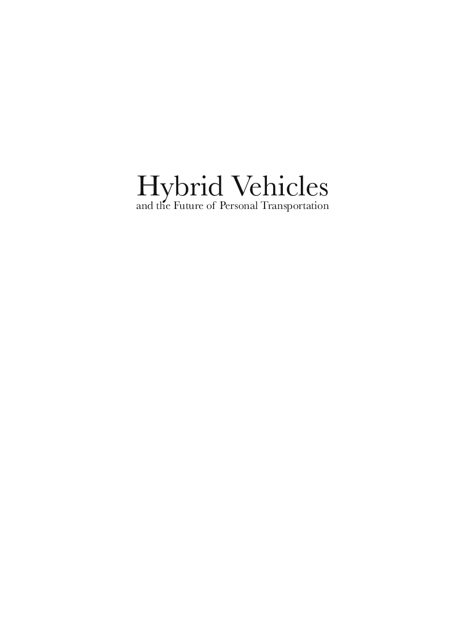 Hybrid Vehicles And The Future Of Personal Transportation - Page 2