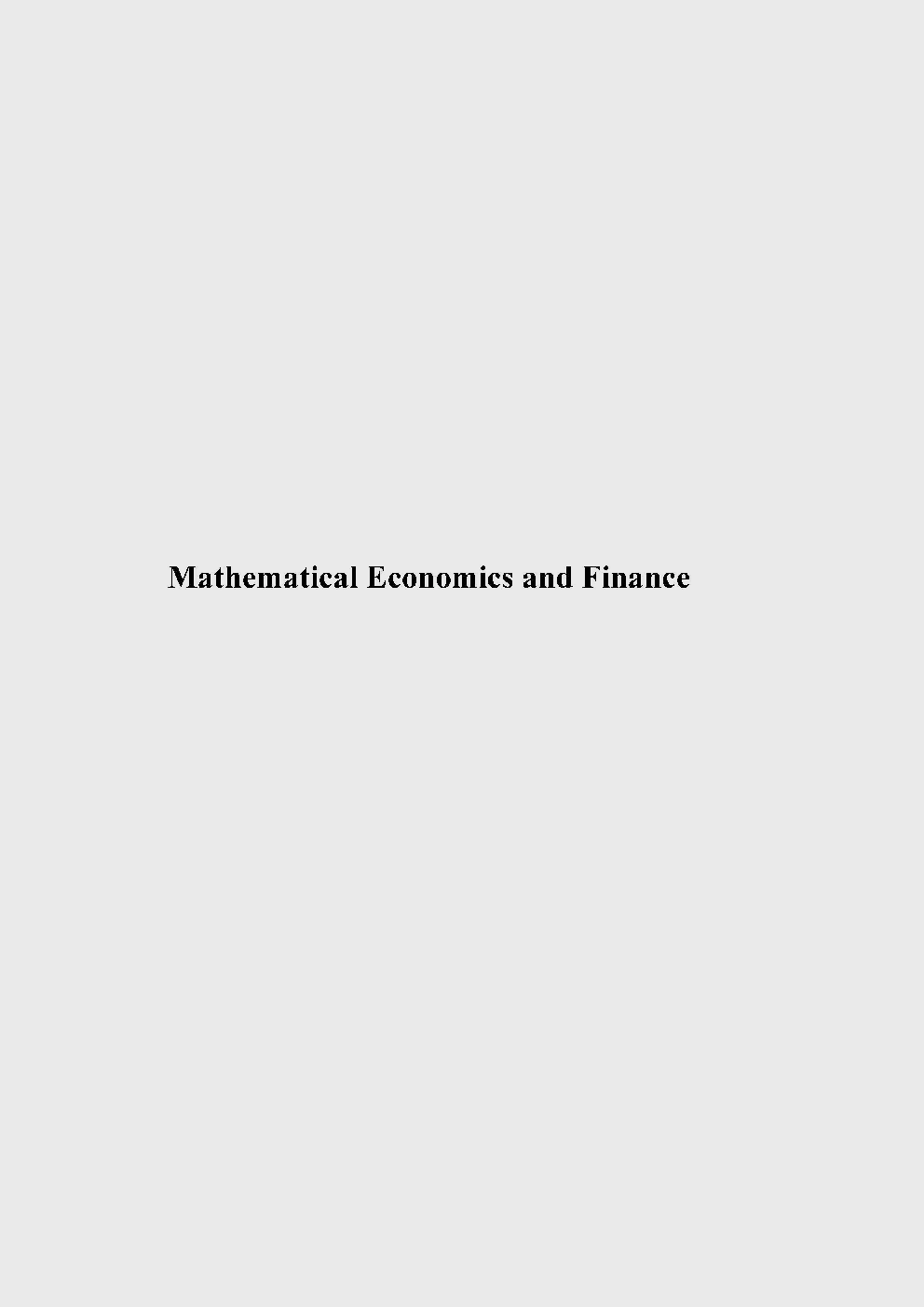 Mathematical Economics And Finance - Page 1