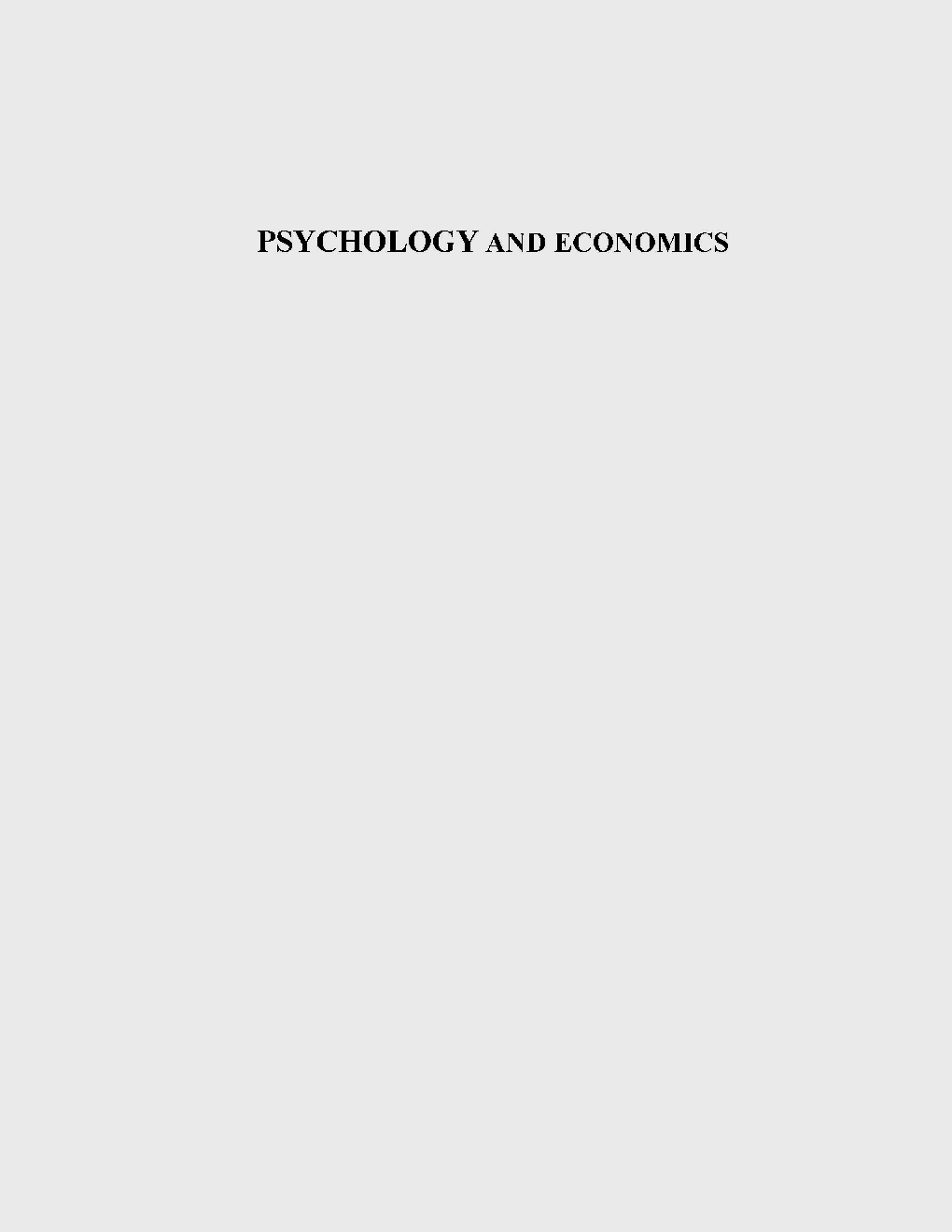 Psychology And Economics - Page 1