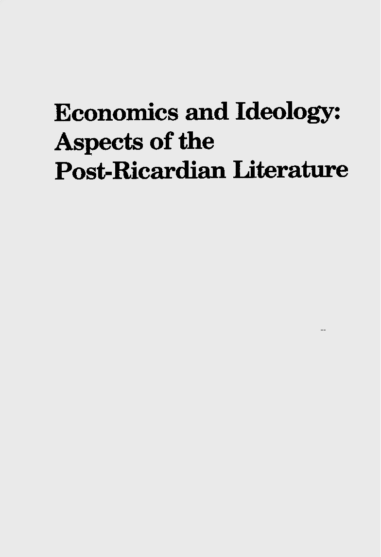 Economics And Ideology Aspects Of The Post ricardian Literature - Page 1