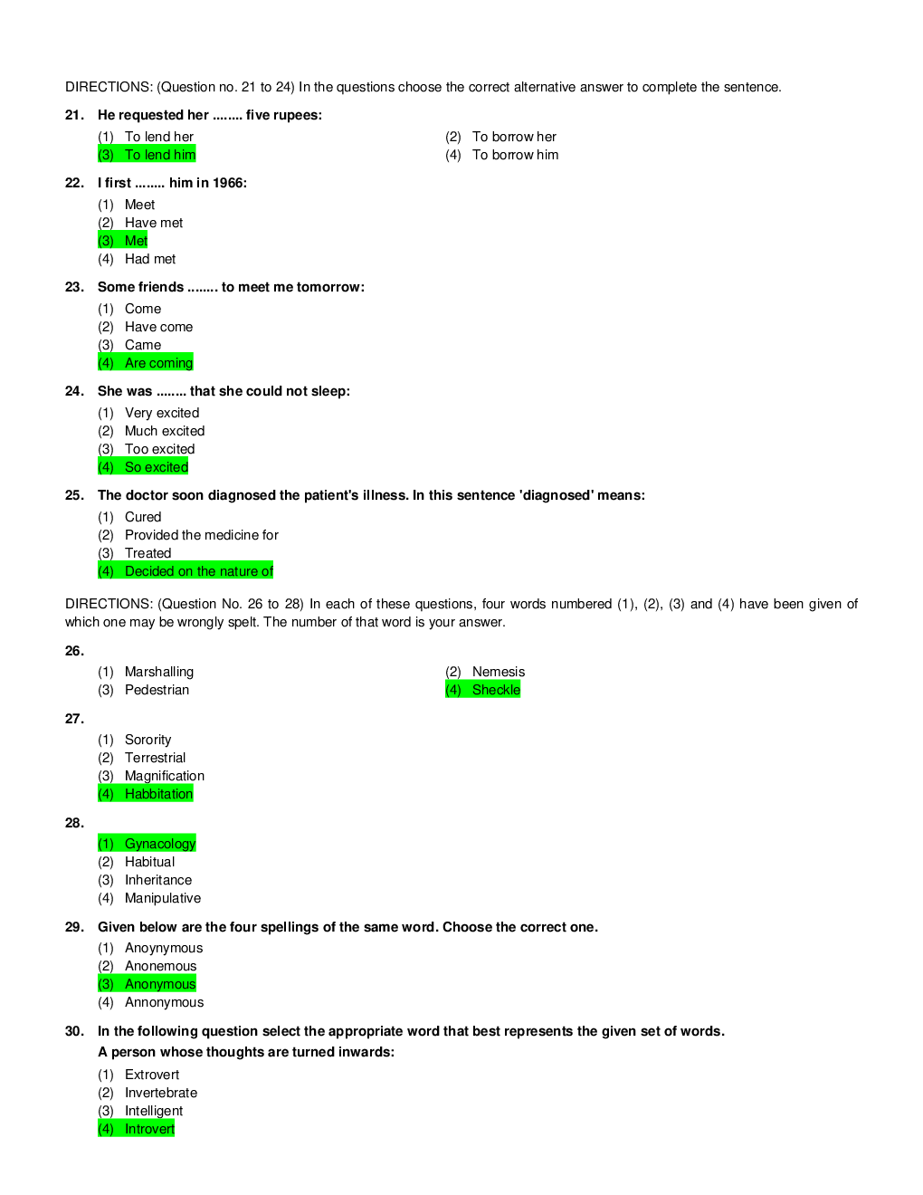 DRDO MTS  Sample Paper for English - Page 4