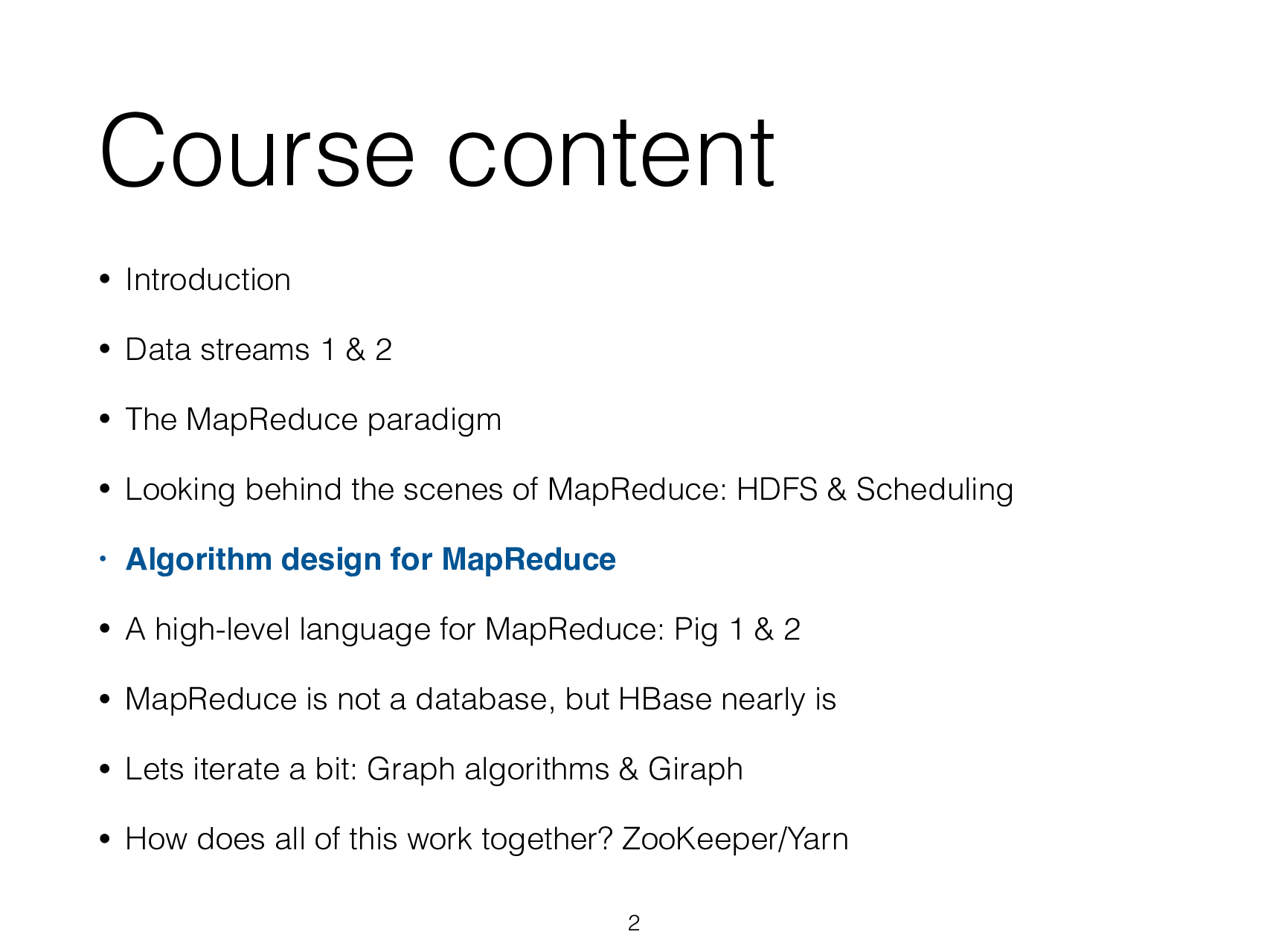 Big Data Processing 2014/15 Map Reduce Design Patterns - Page 3