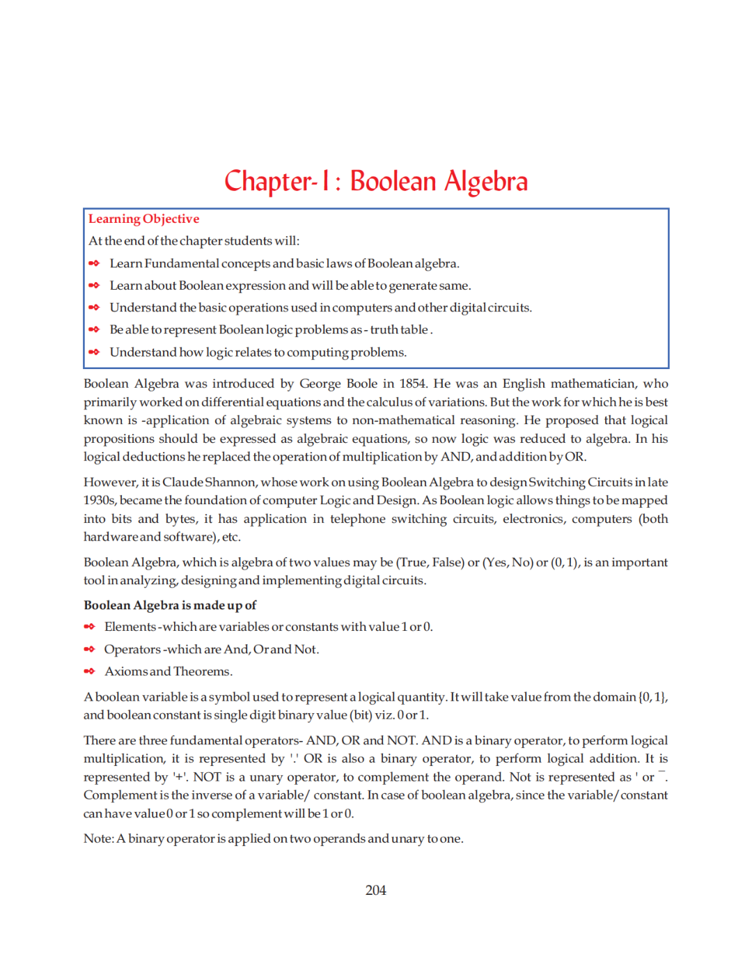 CBSE Introduction To Boolean Algebra (Computer Science) Study Material For Class 12 - Page 3