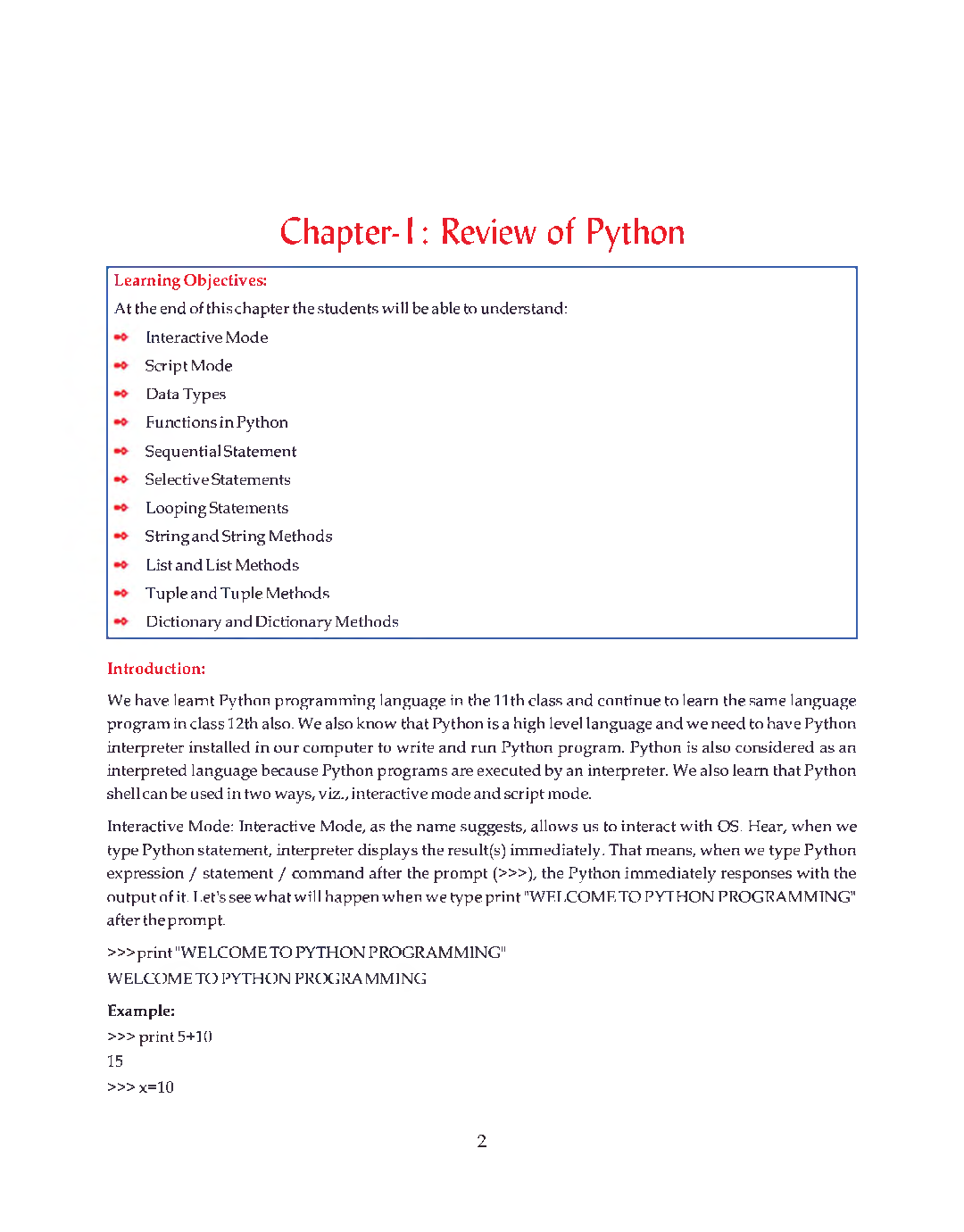 Download CBSE Review Of Python & Concept Of Oops (Computer Science ...