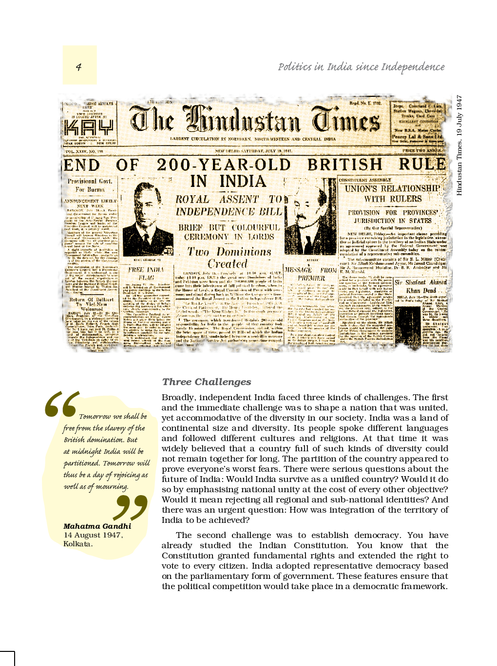 CBSE Challenges Of Nation Building (Political Science) Study Material For Class 12 - Page 3