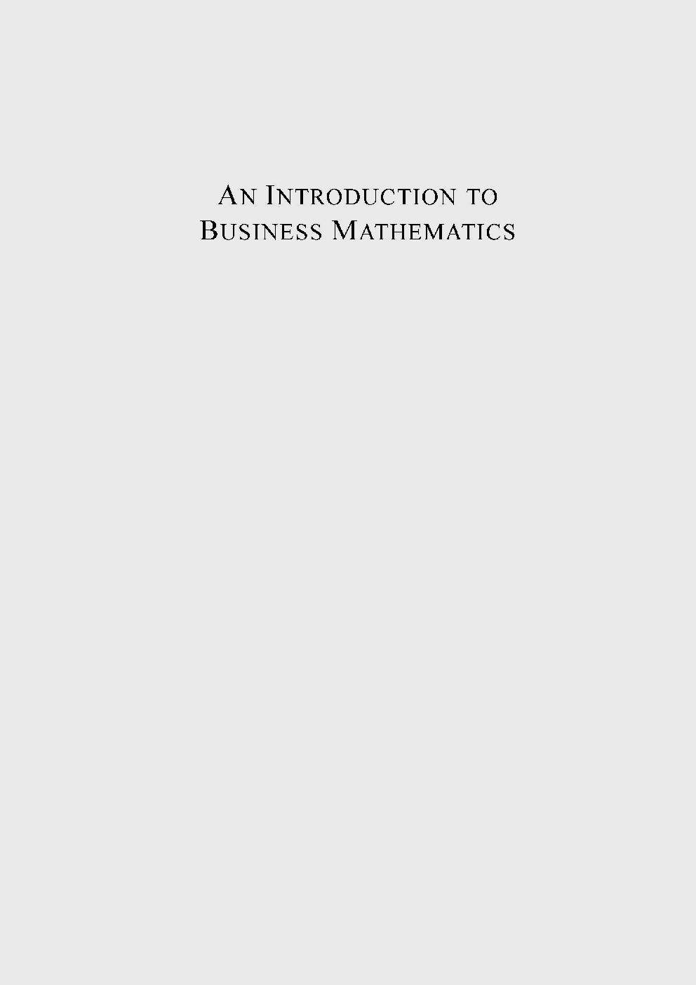 An Introduction To Business Mathematics - Page 1