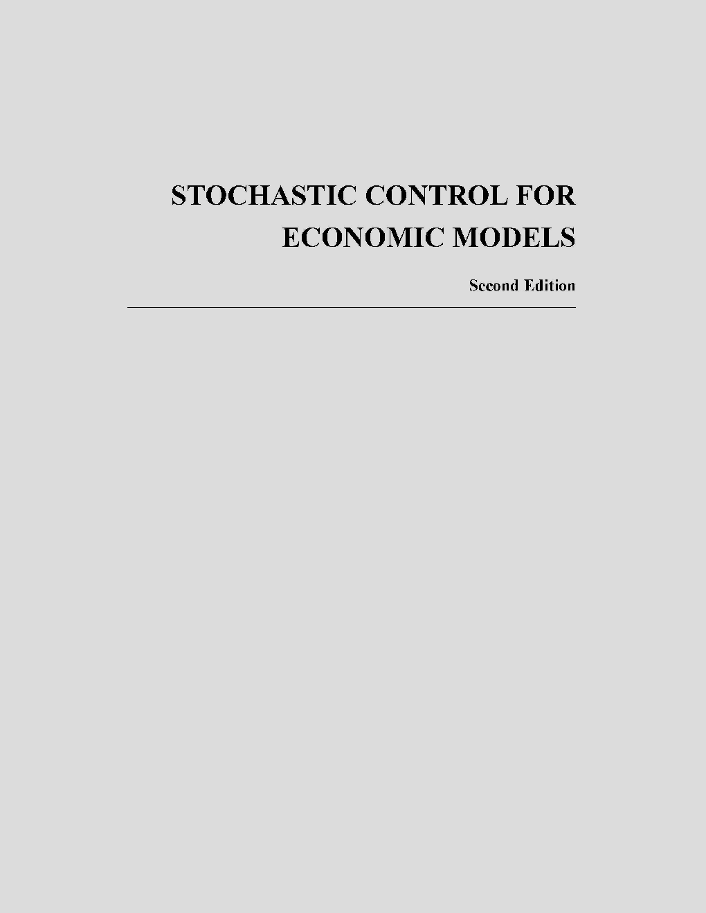 Stochastic Control For Economic Models - Page 1