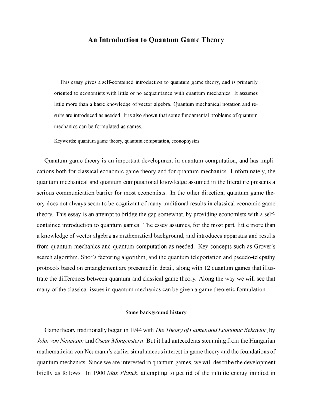 An Introduction To Quantum Game Theory - Page 2