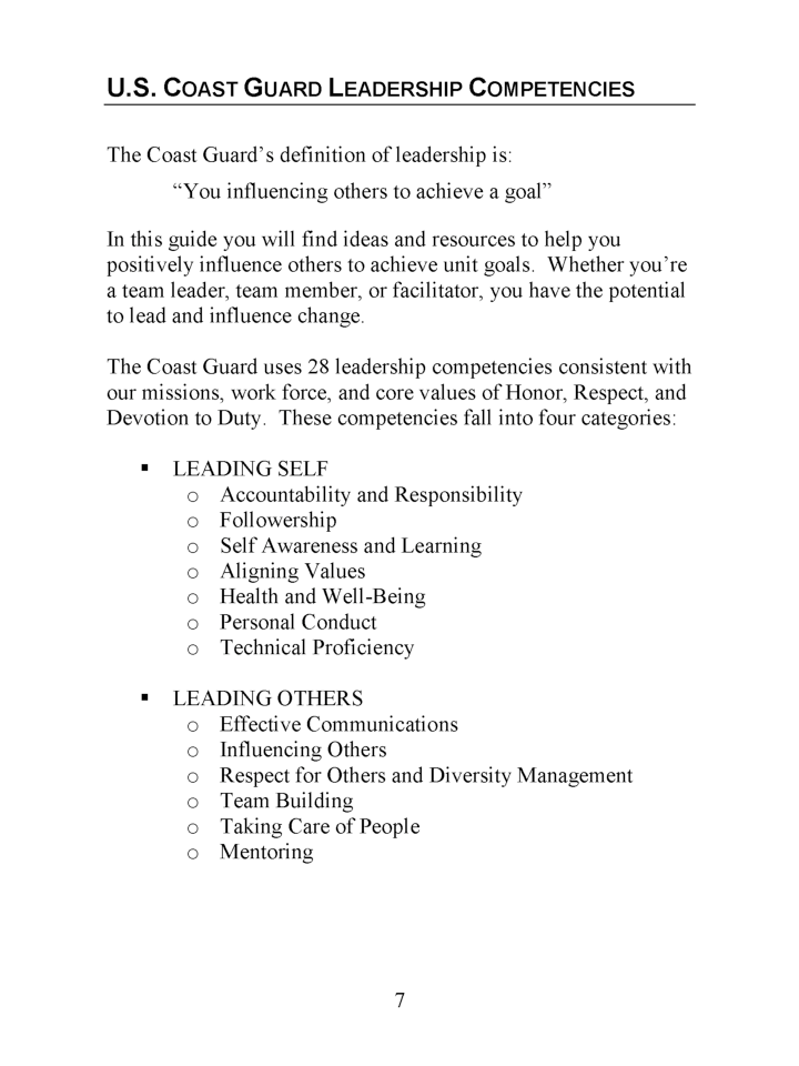 U.S.Coast Guard Performance Improvement Guide - Page 5