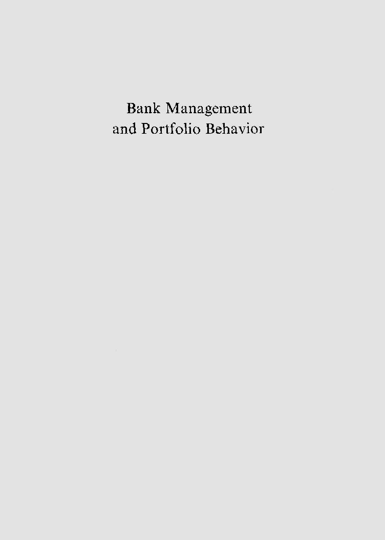 Bank Management And Portfolio Behavior - Page 1