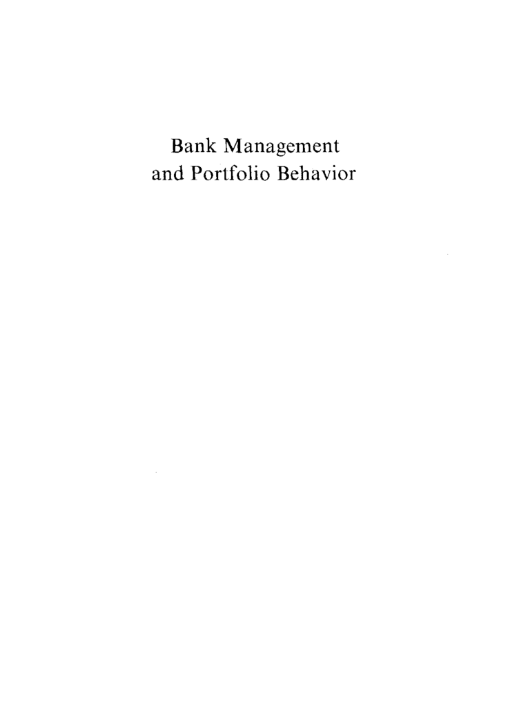 Bank Management And Portfolio Behavior - Page 2