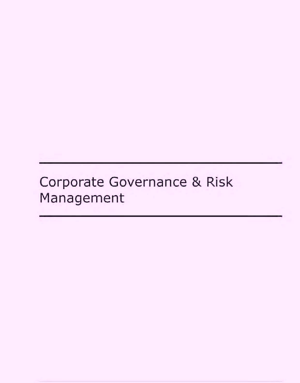 Corporate Governance And Risk Management - Page 1