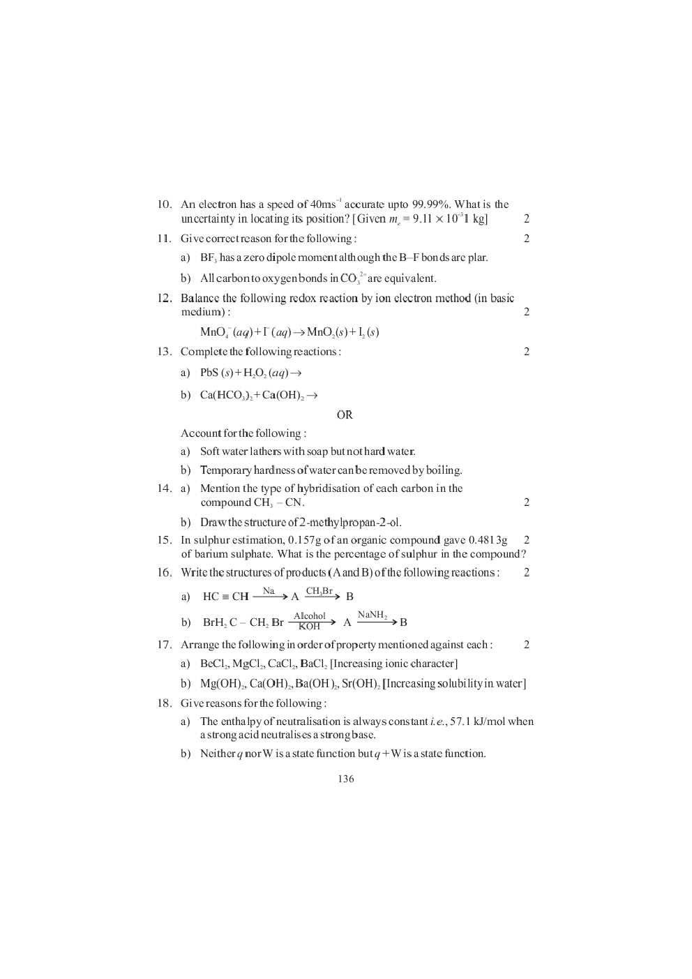 CBSE Class XI Chemistry Previous Year Question Paper 2017 - Page 3
