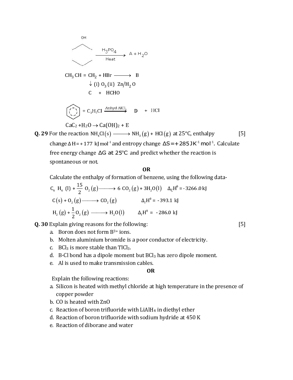 CBSE Class XI Chemistry Previous Year Question Paper 2018 - Page 5