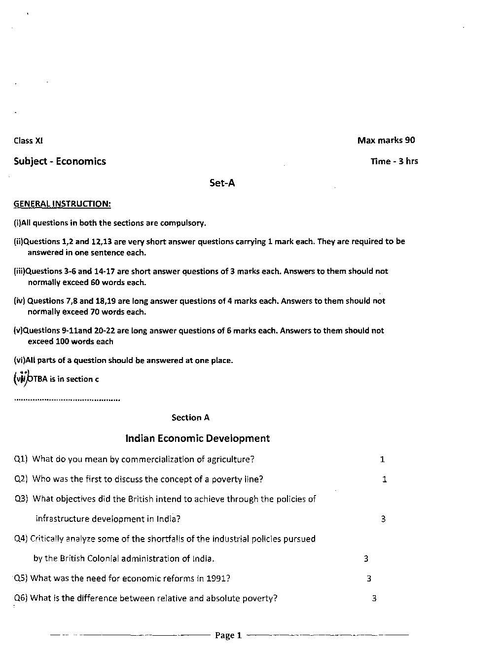 CBSE Class XI Economics Previous Year Question Paper 2017 - Page 2