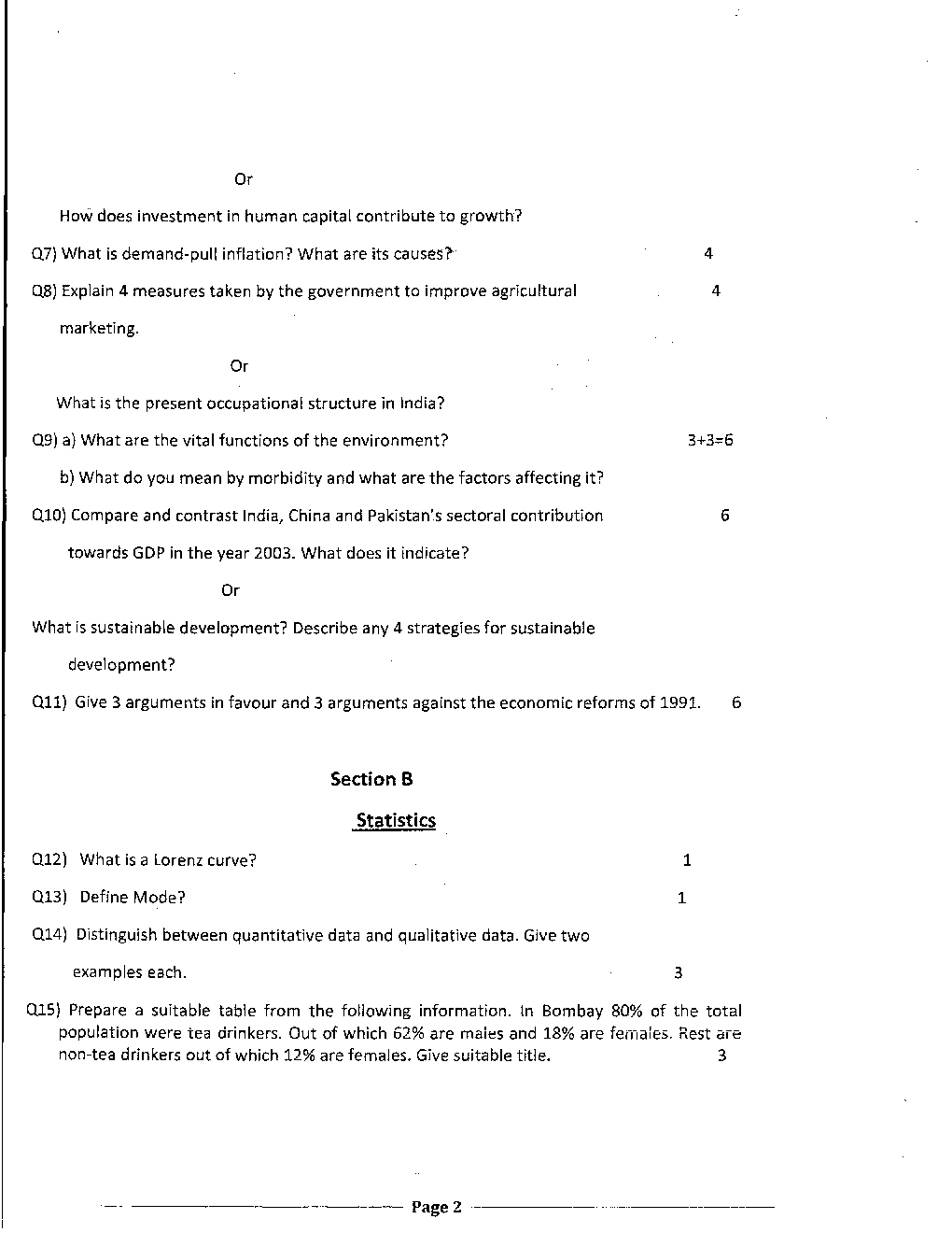 CBSE Class XI Economics Previous Year Question Paper 2017 - Page 3