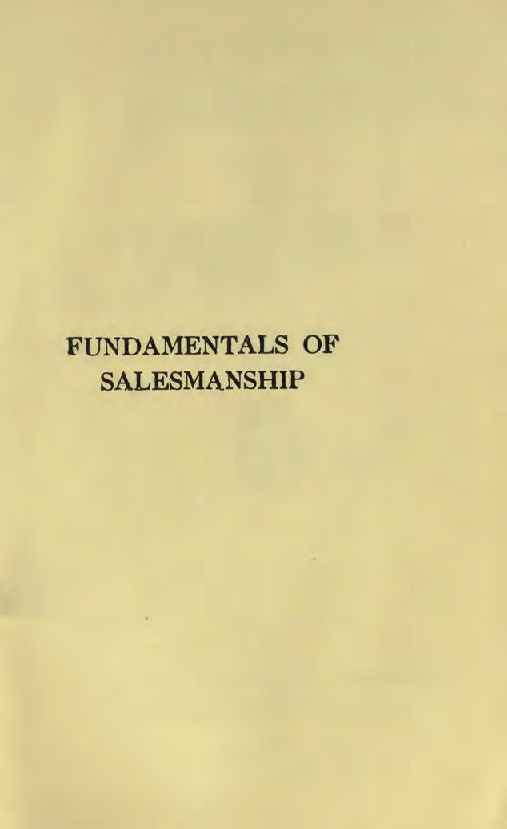Fundamentals Of Salesmanship - Page 1