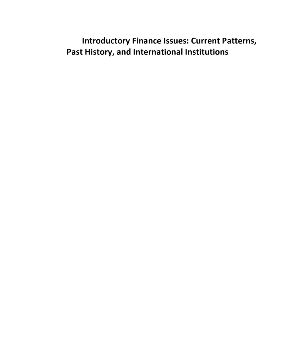 Introductory Finance Issues Current Patterns Past History And International Institutions - Page 2