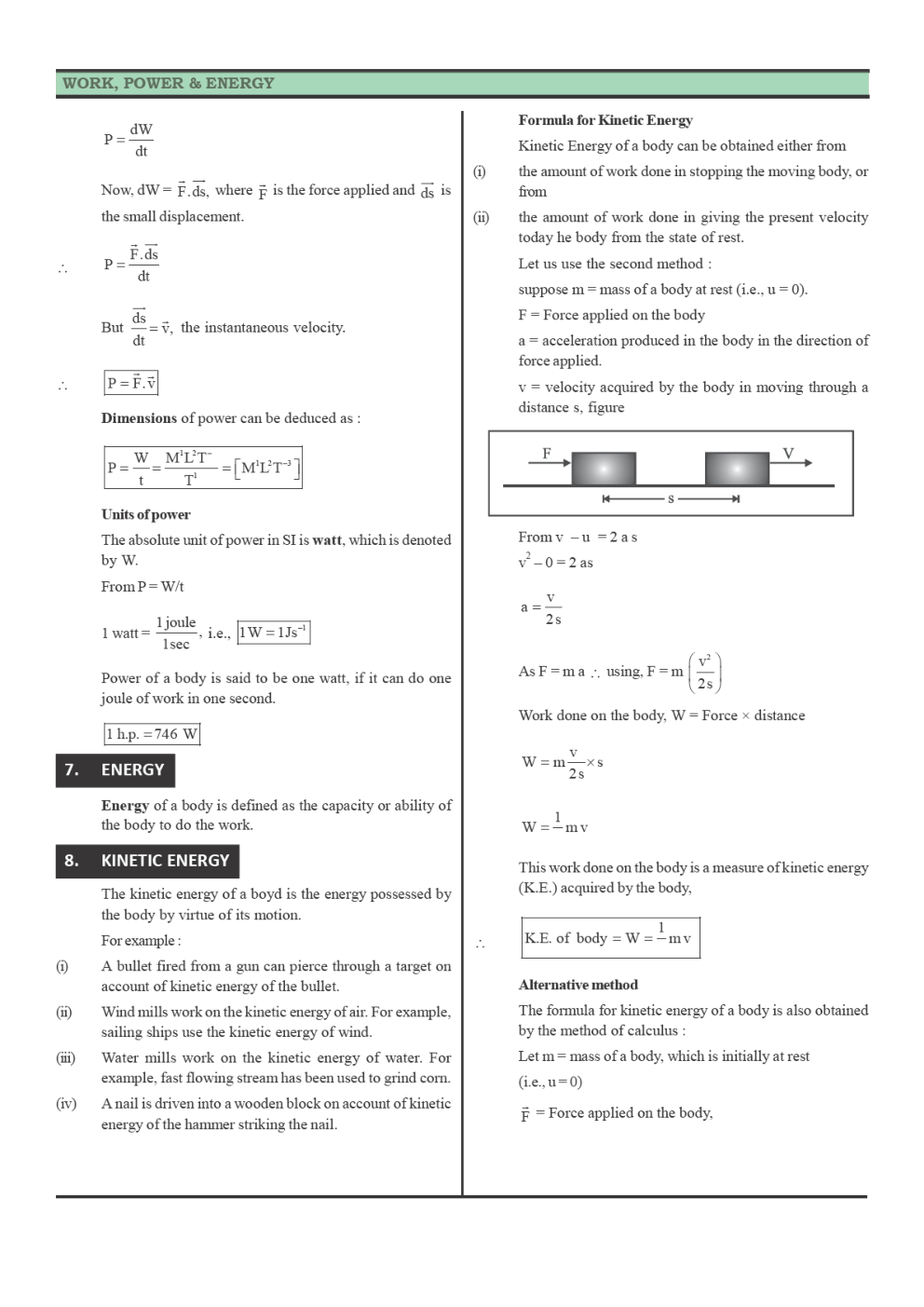 CBSE Class-11 Physics Revision Notes For Work, Energy and Power - Page 5