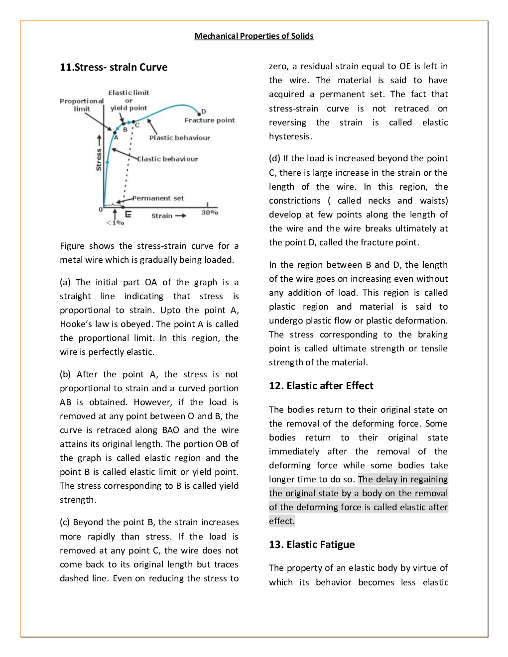 CBSE Class-11 Physics Revision Notes For Mechanical Properties of Solids - Page 5