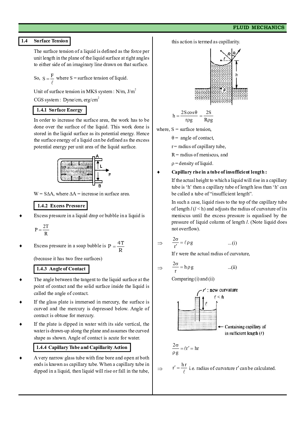CBSE Class-11 Physics Revision Notes For Mechanical Properties of Fluids - Page 5