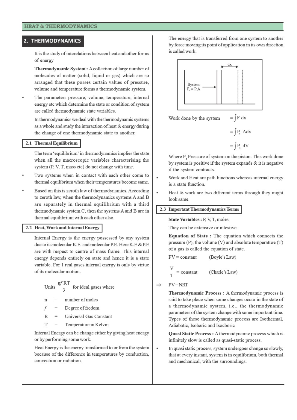 CBSE Class-11 Physics Revision Notes For Thermodynamics - Page 2