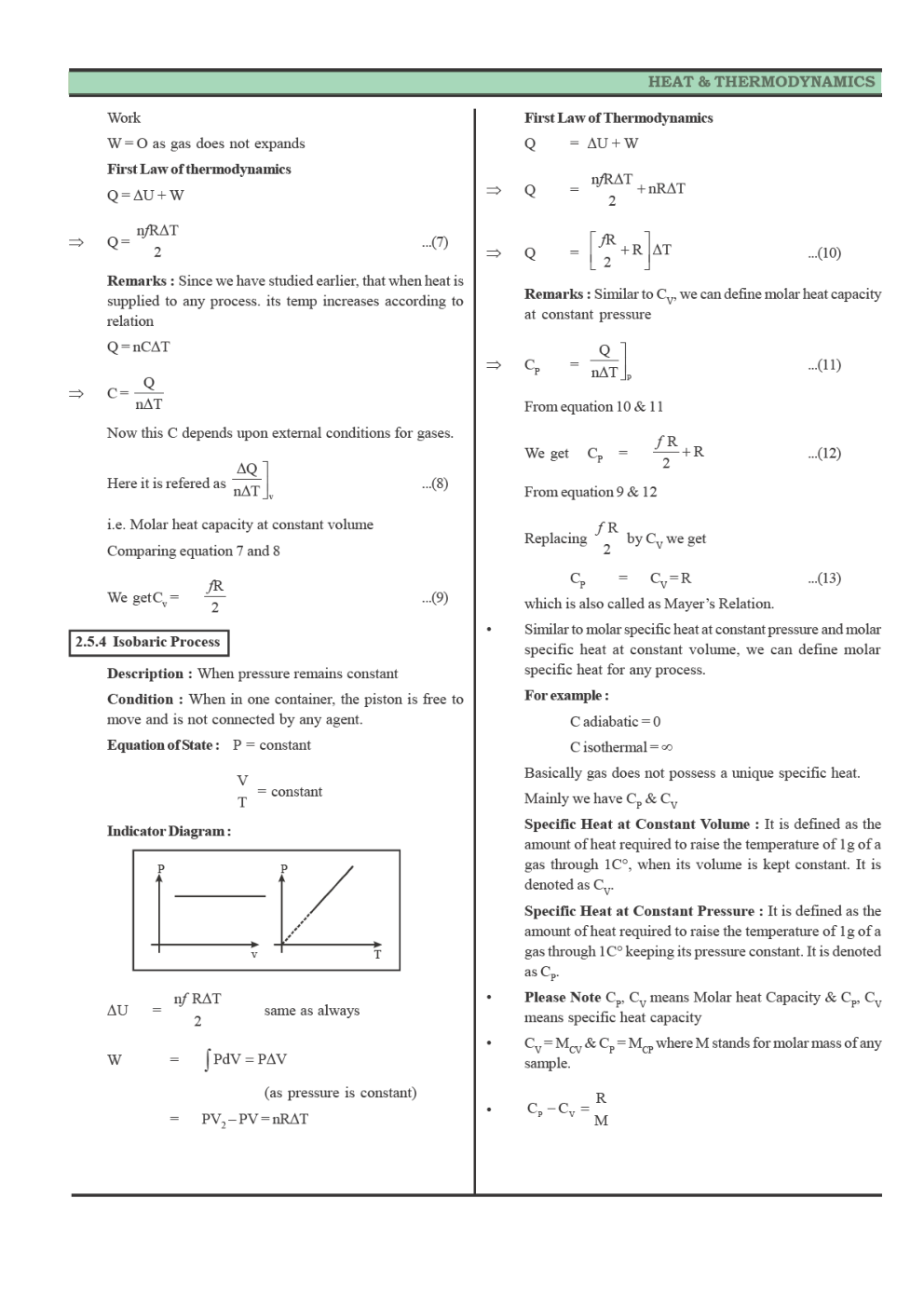 CBSE Class-11 Physics Revision Notes For Thermodynamics - Page 5