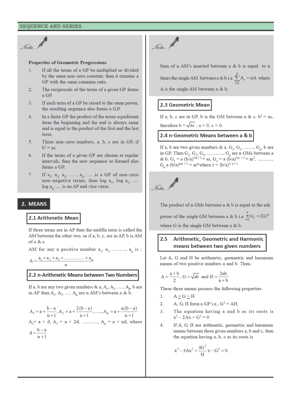 CBSE Class-11 Mathematics Revision Notes For Sequences and Series - Page 3