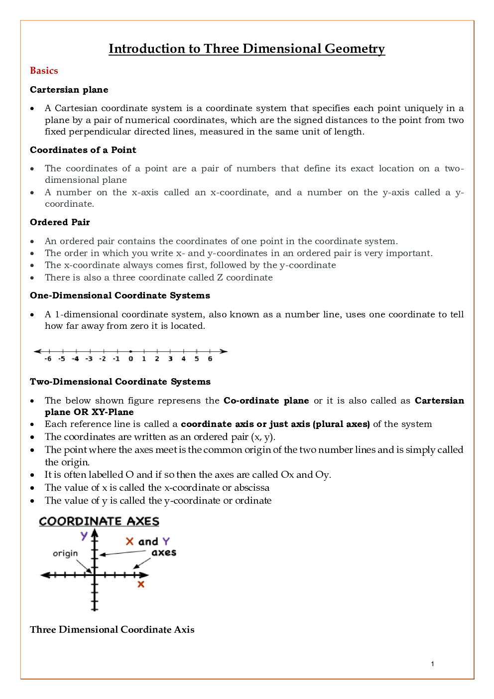 CBSE Class-11 Mathematics Revision Notes For Introduction to Three Dimensional Geometry - Page 2