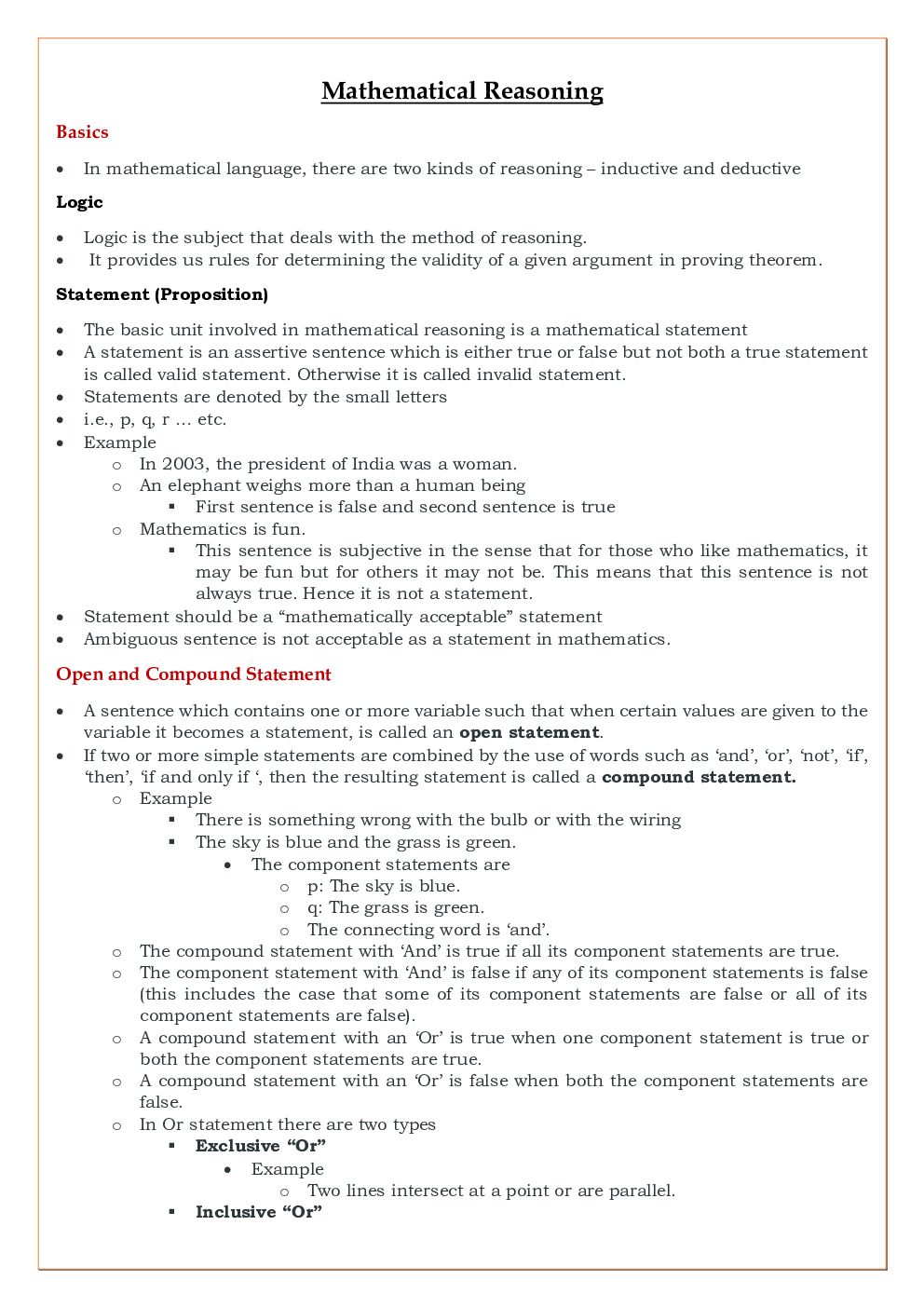 CBSE Class-11 Mathematics Revision Notes For Mathematical Reasoning - Page 2