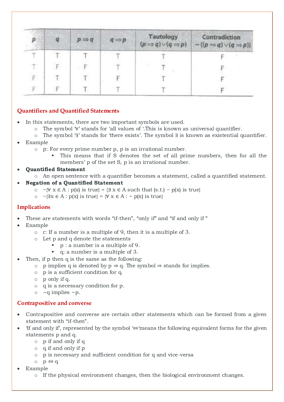 CBSE Class-11 Mathematics Revision Notes For Mathematical Reasoning - Page 4