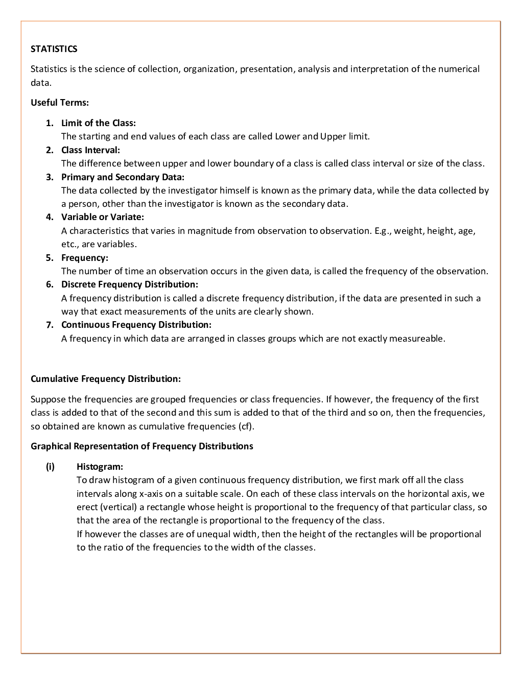 CBSE Class-11 Mathematics Revision Notes For Statistics - Page 2