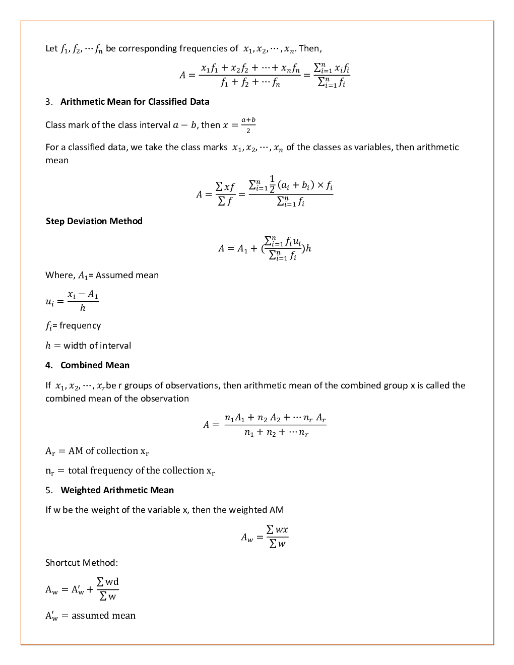 CBSE Class-11 Mathematics Revision Notes For Statistics - Page 5