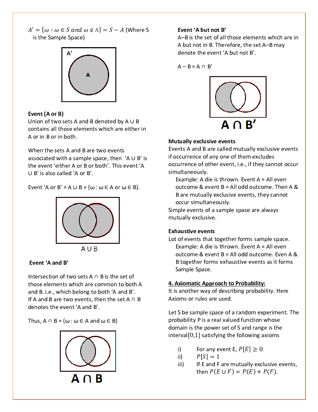 CBSE Class-11 Mathematics Revision Notes For Probability - Page 3