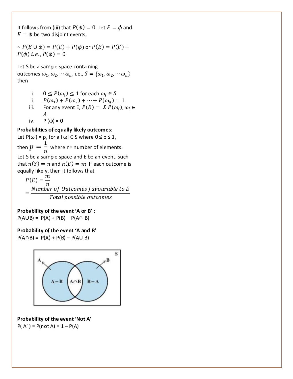 CBSE Class-11 Mathematics Revision Notes For Probability - Page 4