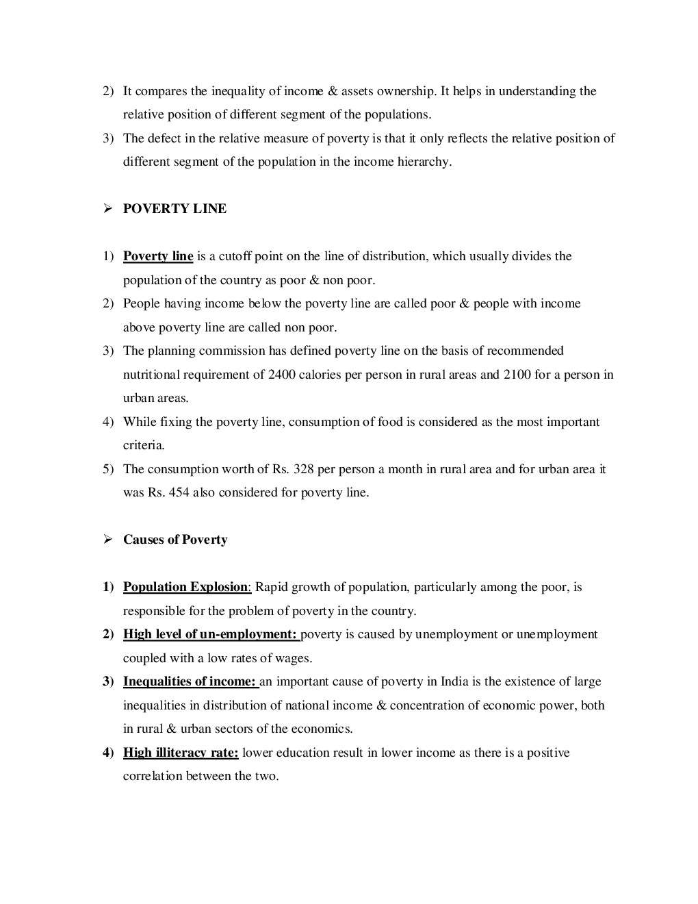 CBSE Class-11 Economics Revision Notes For Poverty - Page 3