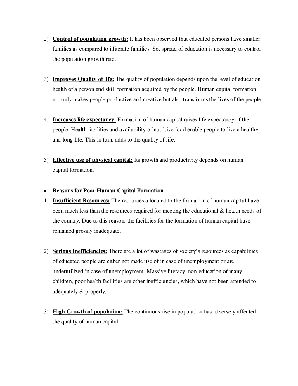 CBSE Class-11 Economics Revision Notes For Human Capital Formation in India - Page 3