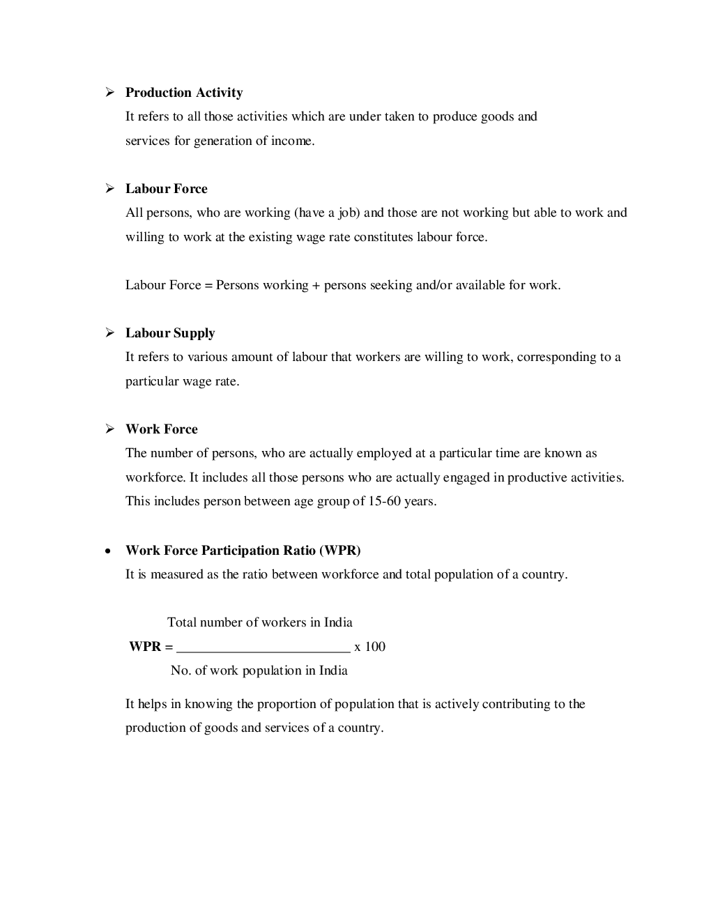 CBSE Class-11 Economics Revision Notes For Employment Growth, Informalisation and Other Issues - Page 3