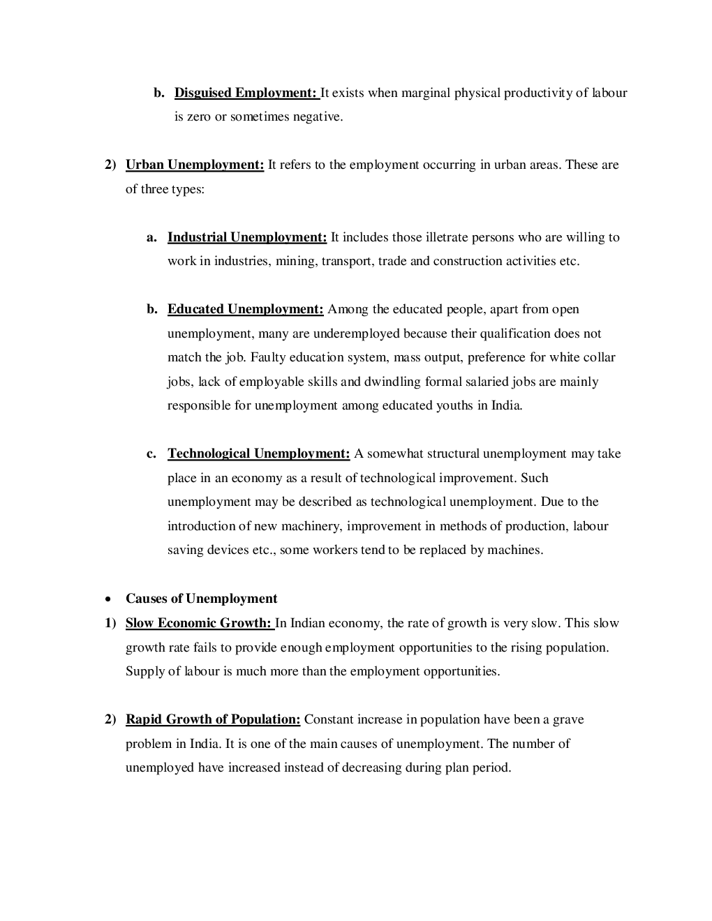 CBSE Class-11 Economics Revision Notes For Employment Growth, Informalisation and Other Issues - Page 5
