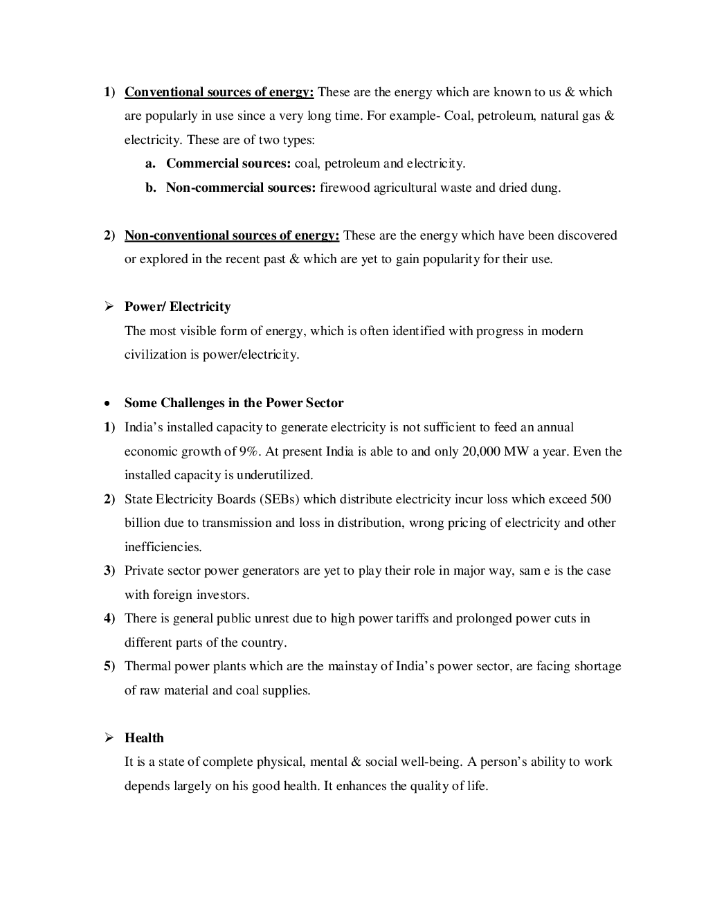 CBSE Class-11 Economics Revision Notes For Infrastructure - Page 4