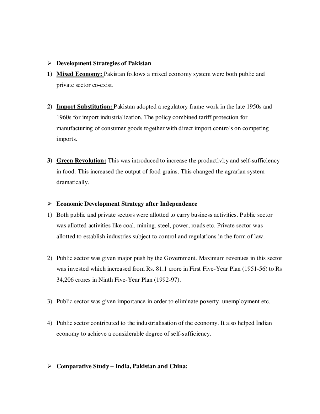 CBSE Class-11 Economics Revision Notes For Comparative Development Experiences of India and Its Neighbours - Page 4