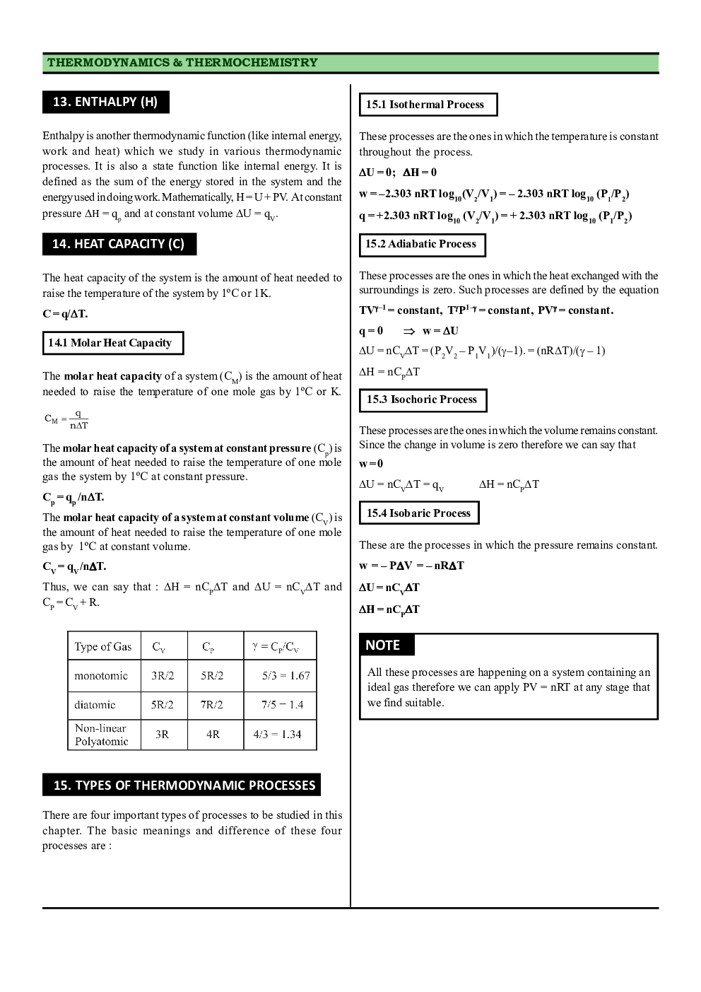 CBSE Class-11 Chemistry Revision Notes For Thermodynamics - Page 4