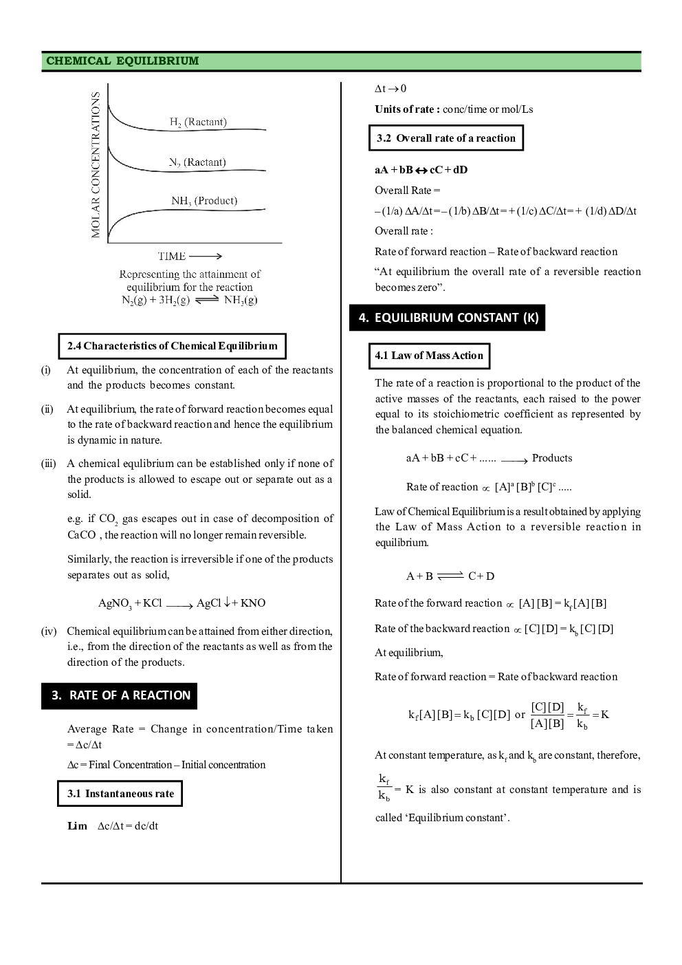 CBSE Class-11 Chemistry Revision Notes For Equilibrium - Page 3