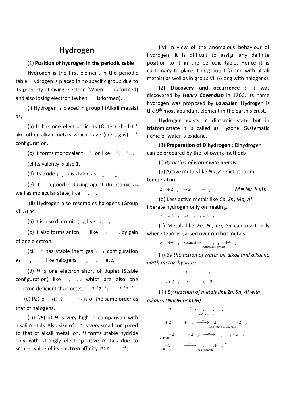 CBSE Class-11 Chemistry Revision Notes For Hydrogen - Page 2