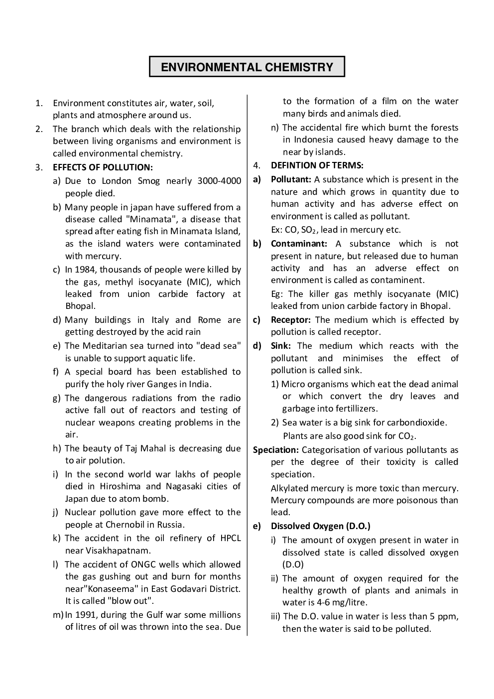 CBSE Class-11 Chemistry Revision Notes For Environmental Chemistry - Page 2