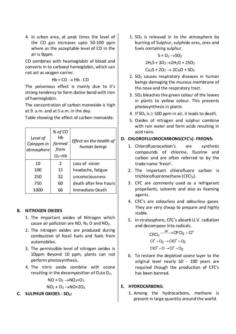 CBSE Class-11 Chemistry Revision Notes For Environmental Chemistry - Page 5