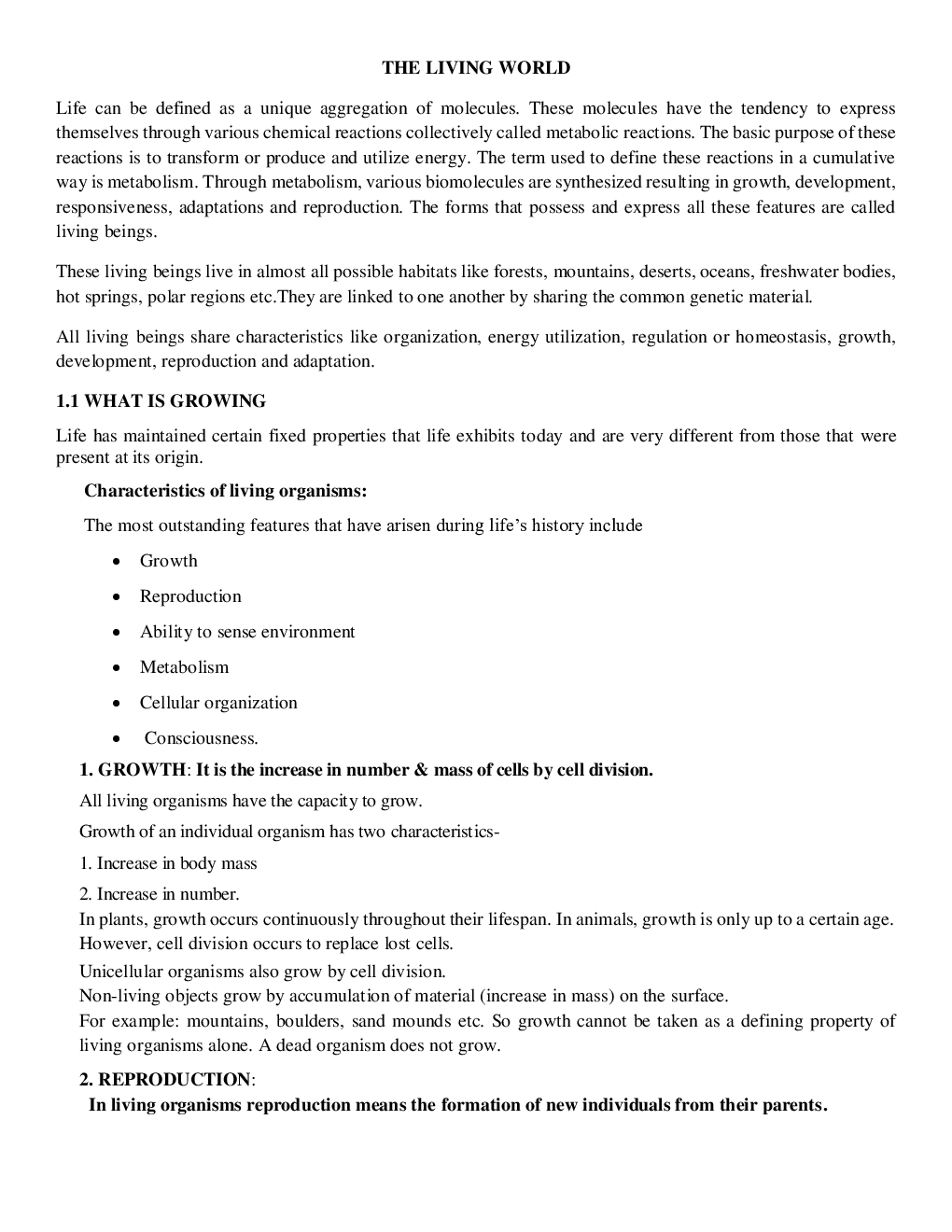 CBSE Class-11  Biology Revision Notes For The Living World - Page 2