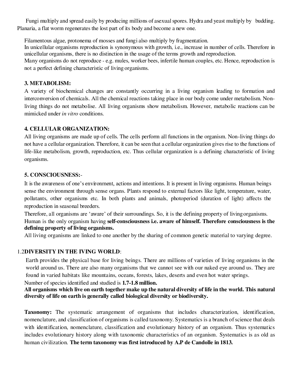 CBSE Class-11  Biology Revision Notes For The Living World - Page 3