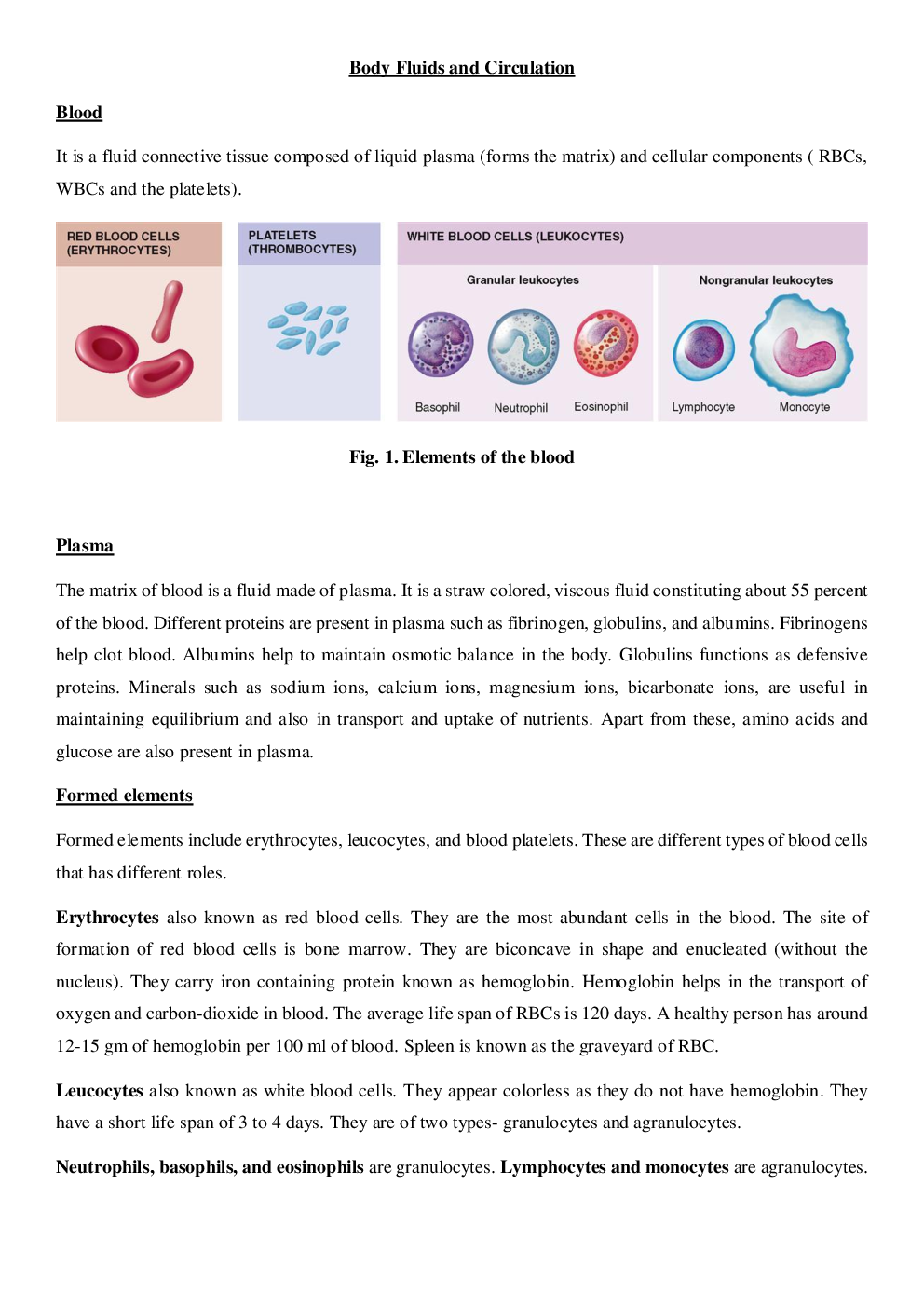 CBSE Class-11  Biology Revision Notes For Body Fluids and Circulation - Page 2