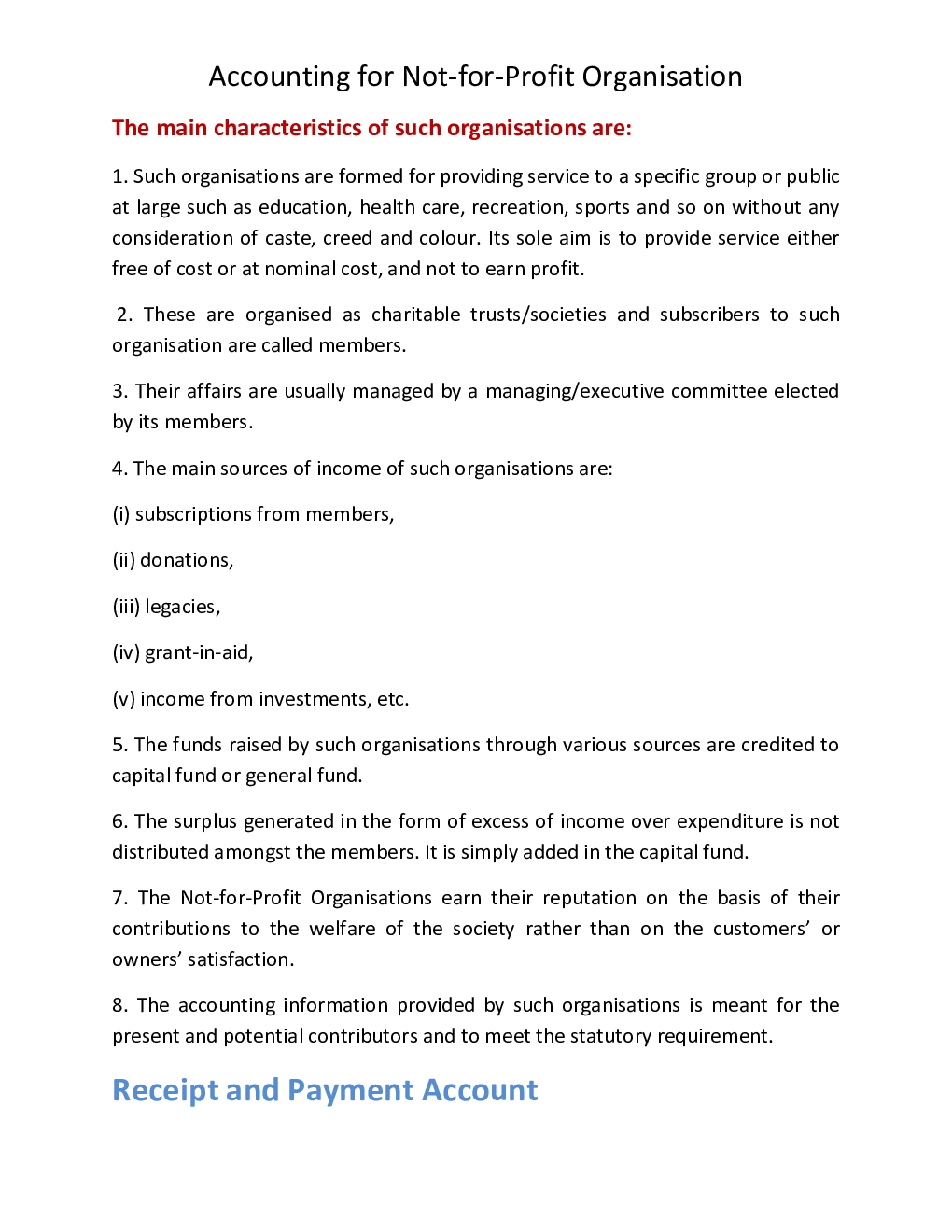 CBSE Class 12 Accountany Revision Notes Accounting For Not-For-Profit Organisation - Page 4